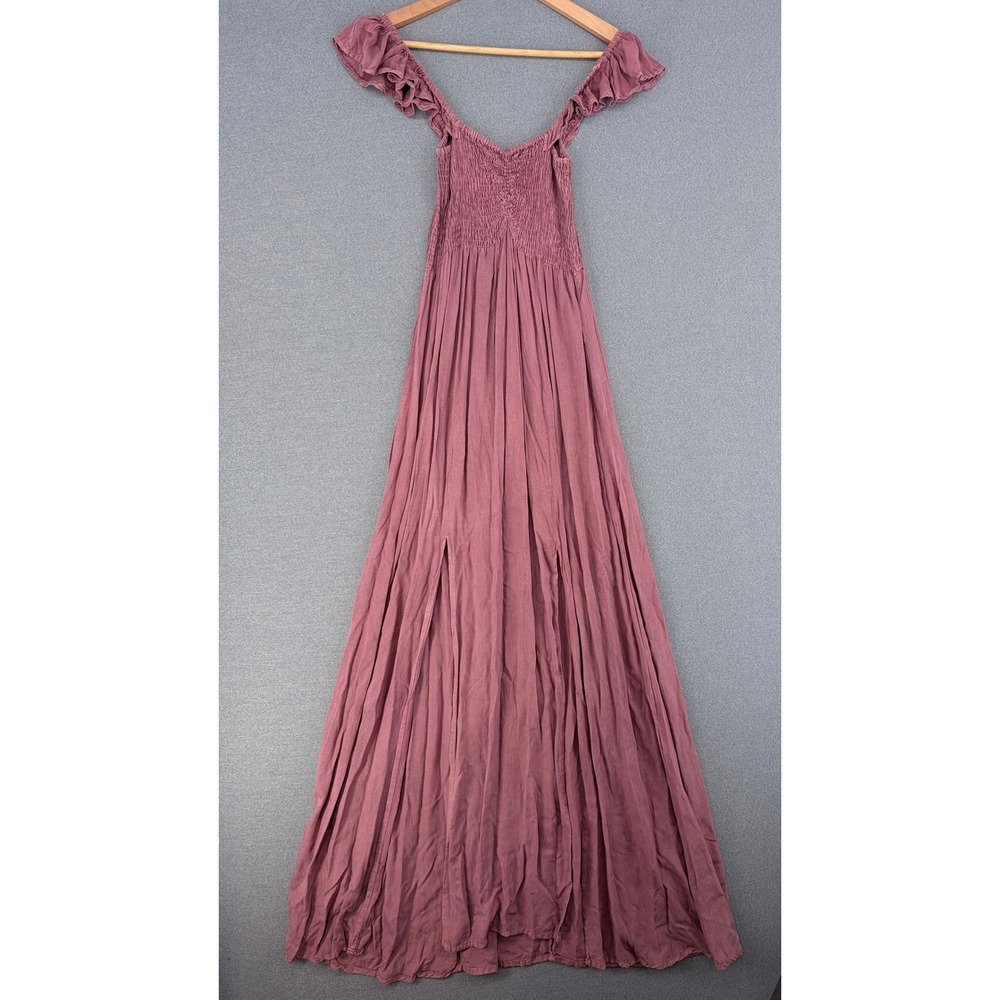 Raviya Extratropical Maxi Dress Small Mauve Smocked Ruffle Boho Prairie Western - Picture 1 of 9